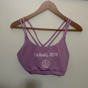 Purple Casual Sets Strappy sports bra